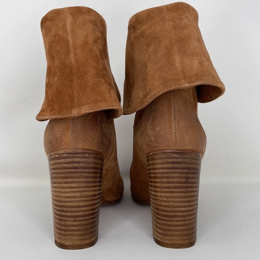 Free People Fold Down Brown Suede Leather Heeled Size 41